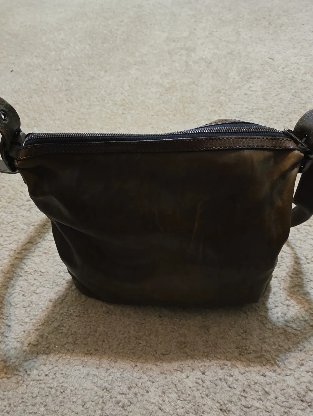 Capaccioli Classic Brown Leather Crossbody Bag with Stud Detail